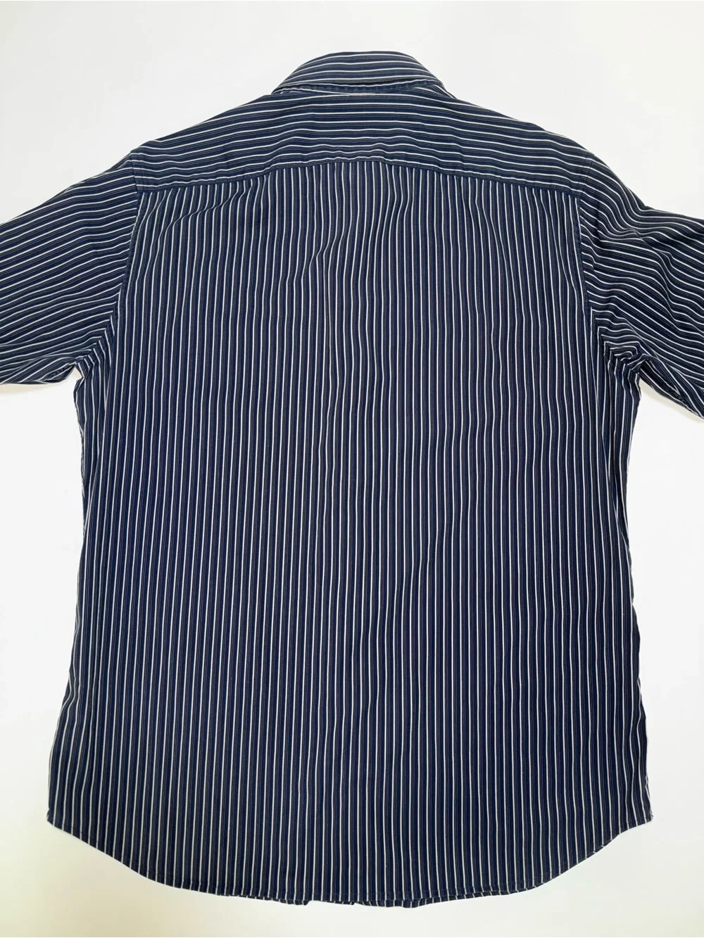 Banana Republic Slim Fit Blue/White Striped Dress Shirt 15-15.5, M Stretch